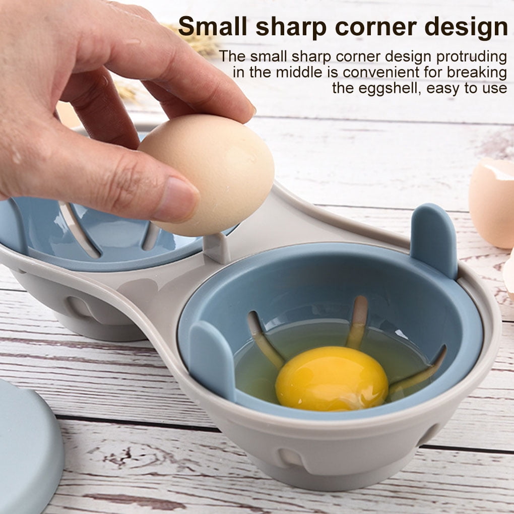 2 Cavity Egg Poacher Microwave Double Egg Poaching Cups Egg Cooking with Lid for Oven Stovetop Steamer