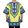thumbnail image 6 of Unisex African Prints Dress Cotton Dashiki Shirt Ethnic Caftan yellow and blue, 6 of 6