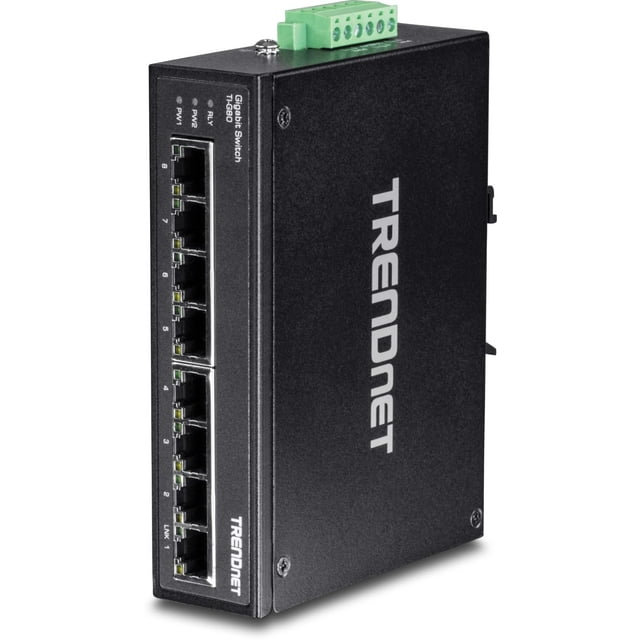 Conmutador industrial de riel DIN Gigabit TRENDnet TI-G80 de 8 puertos