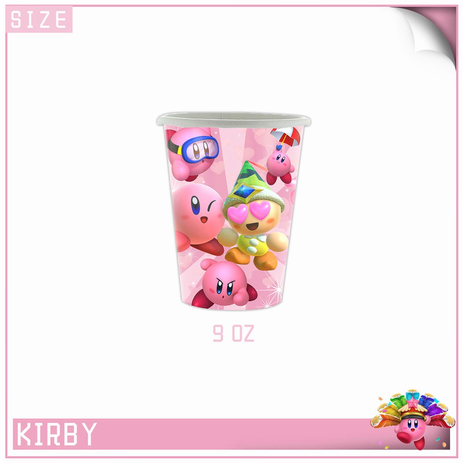 Kirby Star Allies Party Tableware Set Plates Cup Kit Birthday Supplies Decorations Disposable Dinnerware