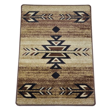 Santa Fe Southwestern Rug - Dean Non-Skid Pet Friendly Santa Fe Beige Southwestern Lodge Cabin Carpet Rug Runner Mat, Size: Approximately 31