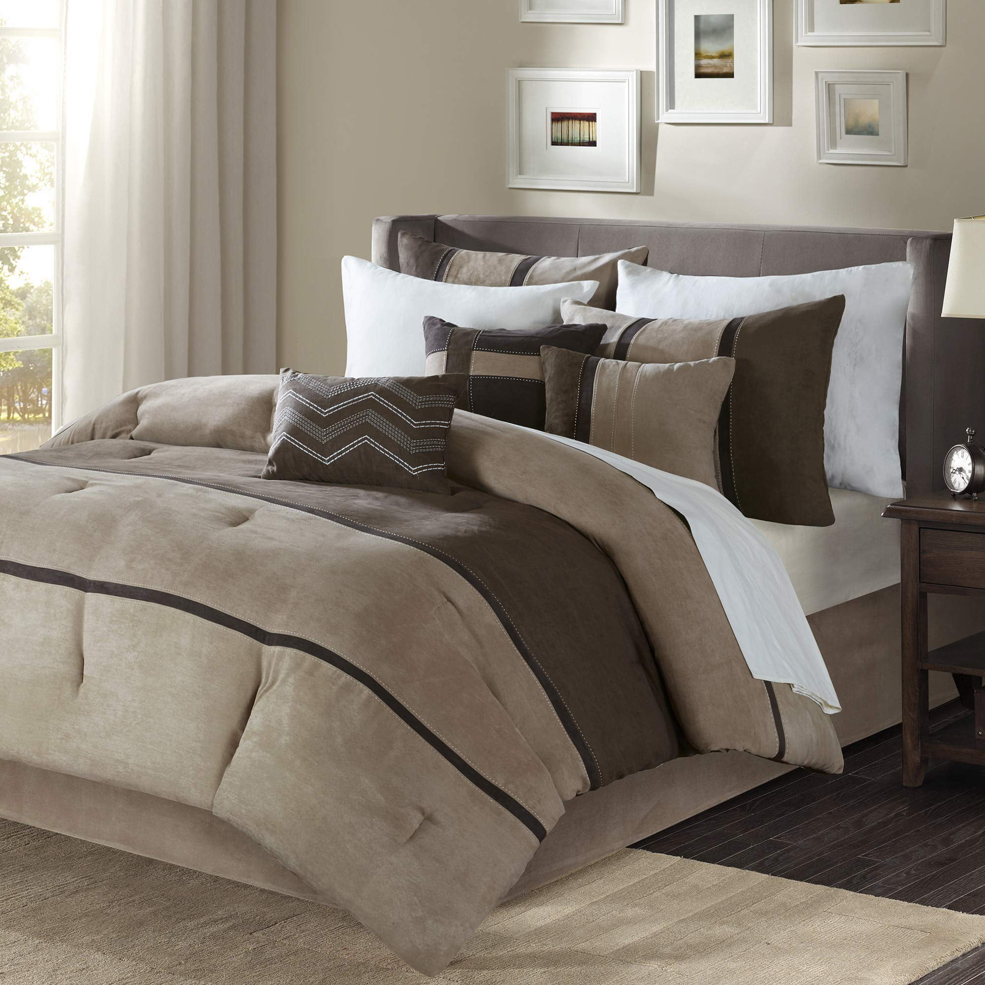 Piece Comforter Set Brown Cal King 