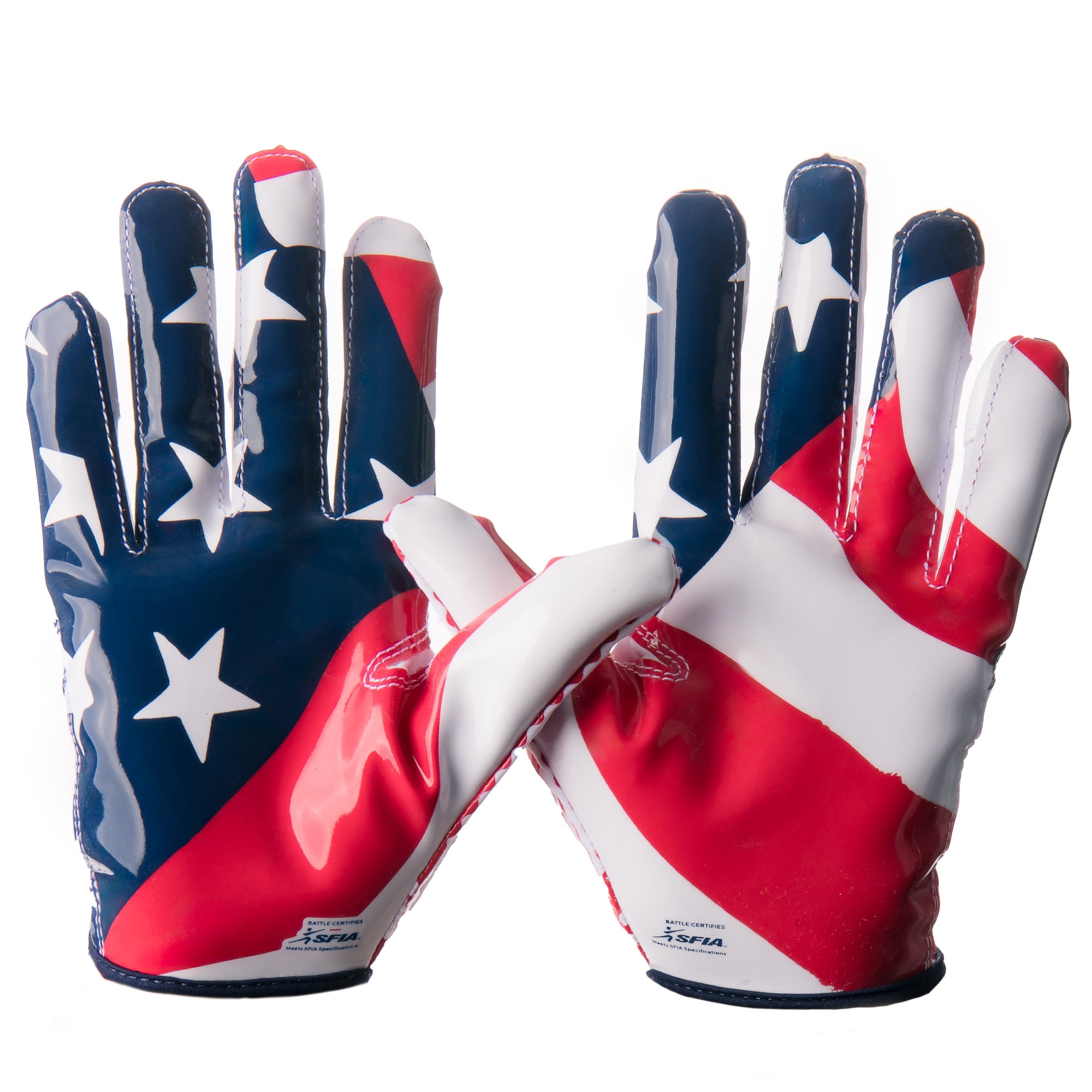 Battle Sports Adult "USA Flag" Chameleon Receiver Football Gloves - Red/White/Blue - 3XL
