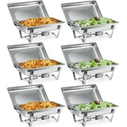 Wilprep 6Pack 9L/9.5Q Chafer Chafing Dish Buffet Sets Stainless Steel Serving Dish Catering Pans Food Warmer