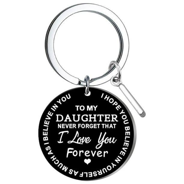 Llaveros para mujer, llavero de billetera, llavero de auto, lindo llavero DIY para mi hija, llavero de acero inoxidable negro con apellido de 26 letras, 2,5 cm, decoraciones de moda