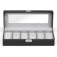 thumbnail image 5 of Watch Box Organizer with 6 Slots, Black Display Stand for Watches, Storage Case for Men & Women, 5 of 5