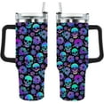 thumbnail image 2 of Sugar Skull Flower 40oz Tumbler With Handle Gifts For Aunt Skinny Wine Tumbler For Office, White, 2 of 6