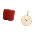 thumbnail image 5 of Dualoai Minimalist Ottoman Footstool Bench with Decorative Wood Wall Clock Modern Nordic Cylinder Stool and Hanging Ornament for Office Bedroom Nursery Apartment, 5 of 7