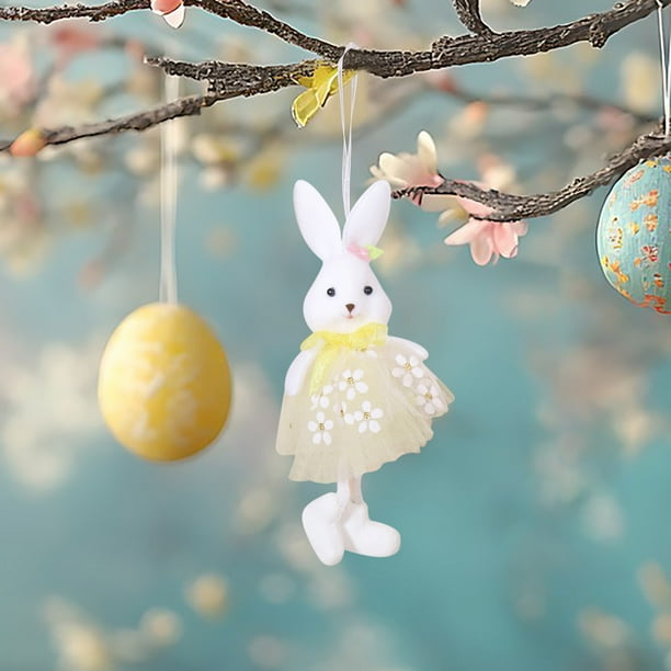 Adorno colgante de árbol de conejo de Pascua - Decoración suave para colgar en casa, coche o llavero - Decoraciones navideñas festivas