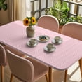 thumbnail image 3 of Pink Geometric Table Cloths for 6 Foot Rectangle Tables, Modern Minimalism Solid Color Striped Patio Waterproof Elastic Fitted Tablecloths, Washable Rectangular Table Cover for Camping, 3 of 8