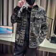 thumbnail image 3 of Chaqueta vaquera coreana para hombre con estampado, abrigo vaquero holgado para hombre, ropa popular coreana al precio más bajo, ropa de tela de marca, 3 of 5