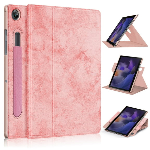 Galaxy Tab A8 (10.5") Case (SM-X200) - TECH CIRCLE Rotating Fold Stand Folio Case Protective PU Leather Flip Cover with [Pencil Holder] for 2022 Samsung Galaxy Tab A8 10.5-Inch Android Tablet, Pink