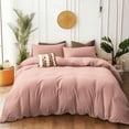 thumbnail image 5 of PURE ERA Duvet Cover Set Jersey Knit Solid 100% T-Shirt Cotton Ultra Soft 3pcs Bedding Set Queen Size, Dusty Rose Pink, 5 of 6