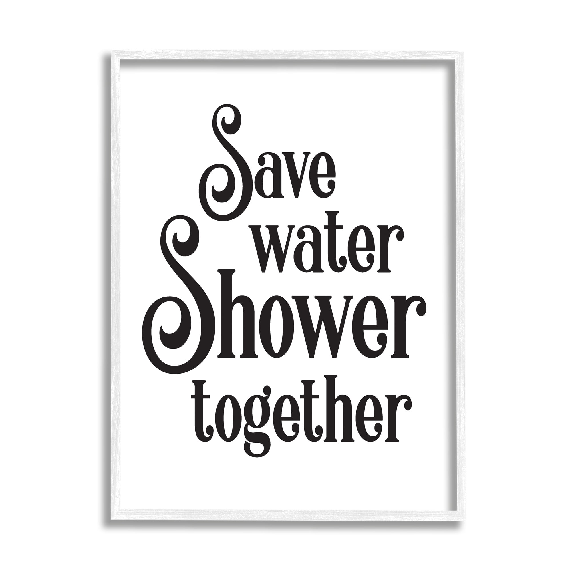 Stupell Industries Shower Together Humorous Bathroom Typography Casual Sign Graphic Art White Framed Art Print Wall Art, Design by Lettered and Lined
