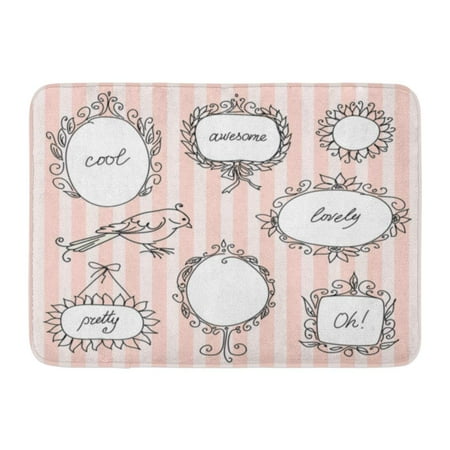 - GODPOK Whimsy Pink Whimsical French Style Doodle Frames Vintage Artistic Rug Doormat Bath Mat 23.6x15.7 inch