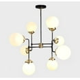 thumbnail image 3 of Mid Century Modern Bistro Globe Chandelier, Handcrafted Brass Bubble Ceiling Light, Modern 8 Glass Globe Hanging Light Fixture Art Deco, 3 of 4