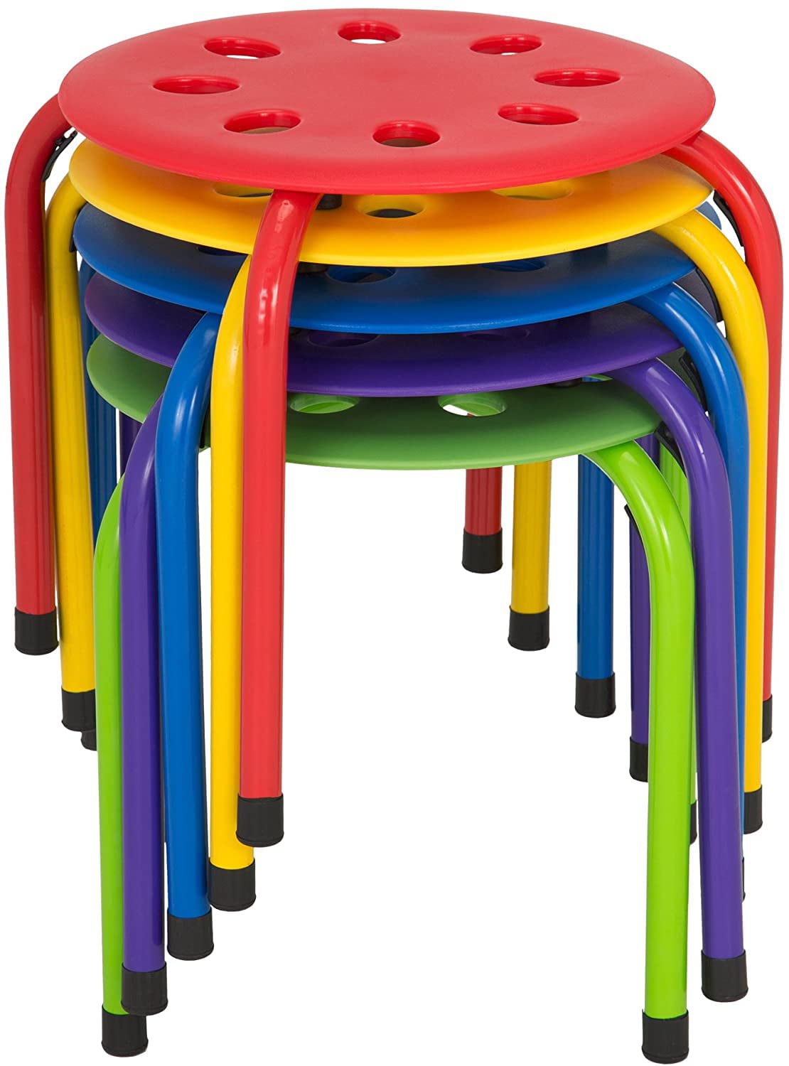 Norwood Commercial Furniture Assorted Color KidSize Stack Stool Set Stackable Stools