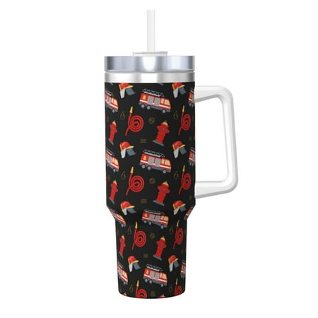 

Cauagu Fire Fighting Print Stainless Steel Vacuum Insulated Tumbler 40oz Water Bottle with Handle & Flip Straw Reusable Travel Coffee Mug for Women & Men
