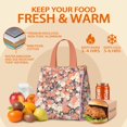 thumbnail image 5 of Pioneer Flower Floral Print Pattern Insulated Lunch Bag for Women & Adults,Large Portable Soft Cooler Lunch Bag,Thermal Food Storage Tote with Pearl Cotton,8.66L,8.75x5.75x9.5 Inch, 5 of 6