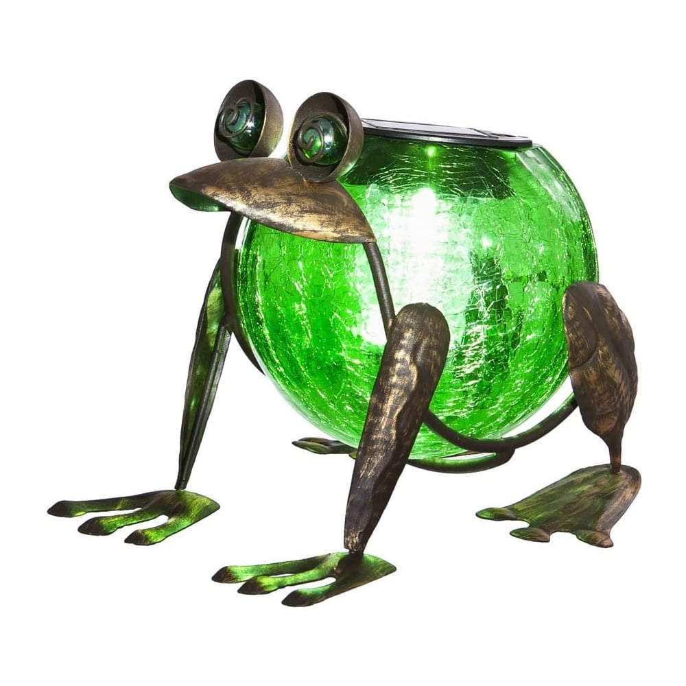 frog garden statue with solar lantern
