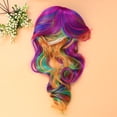 thumbnail image 4 of Halloween Multicolor Cabello Largo Y Rizado Siete Colores Degradado Rampa Arco Iris Cubierta Para El Cabello, 4 of 5