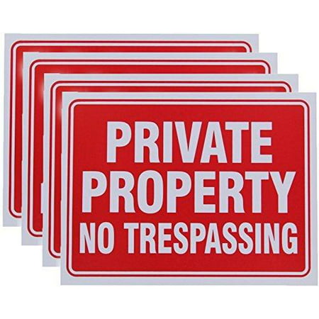 Vanitek 4 Pack Private Property No Trespassing Sign 9 x 12 (Best No Trespassing Signs)