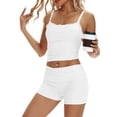 thumbnail image 3 of Biezeib Women's Summer Loungewear Set Lace Trim Cami Tops with Fold Over Waist Shorts Sleepwear, 3 of 6