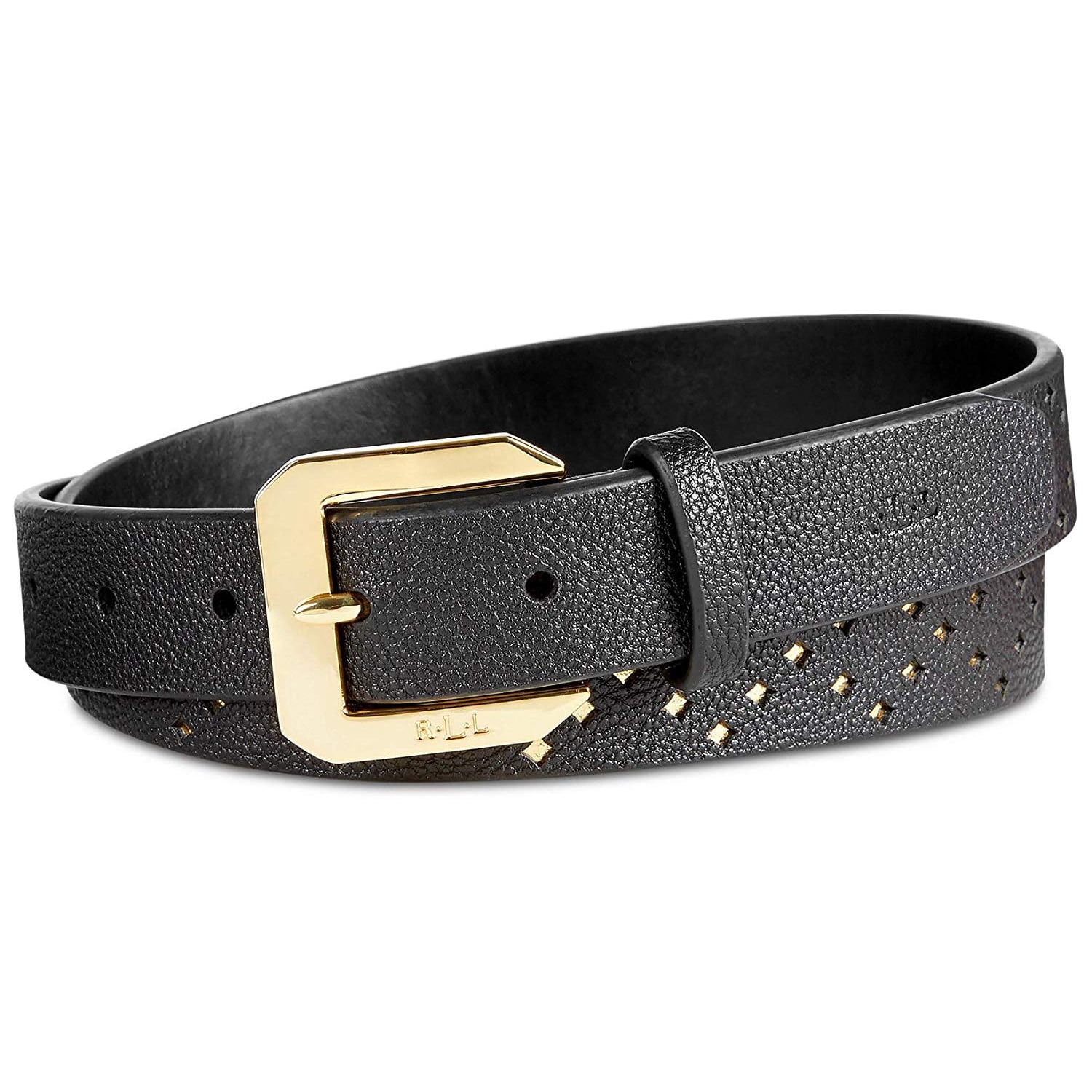 Lauren Ralph Lauren Womens Emden Perforated Belt (Black/Gold, X-Large) - Walmart.com