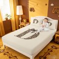 thumbnail image 3 of meiyoeat leopard Bow Tie Letter Bed Sheets,Cheetah Monogram Print D Full Size Sheets,4 Pieces,1 Flat Sheet,1 Fitted Sheet and 2 Pillowcases, 3 of 6