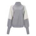 thumbnail image 3 of Annhoo Womens Sweatshirt Fall Trendy Color Block Mock Neck Pullover Shirts Loose Long Sleeve Sweaters Tops, 3 of 4