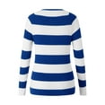 thumbnail image 5 of Douhoow Women Striped Knitted Pullover Long Sleeve Slim Tops Casual Contrast Color Tops, 5 of 9