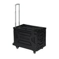 thumbnail image 5 of VECELO Extra Large Foldable Utility Cart, Portable Rolling Crate Handcart with Adjustable Handle, Shopping Trolley Collapsible Tool Box with Lid & Wheels, Black, 5 of 7