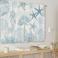 thumbnail image 4 of Nautical Coastal Kitchen Curtains Coral Blue Starfish Seashell Small Short Cafe Window Curtains Coral Beach Ocean Seahorse Underwater BathroomTier Window Treatment Drapes (27.5x39 Inch), 4 of 6
