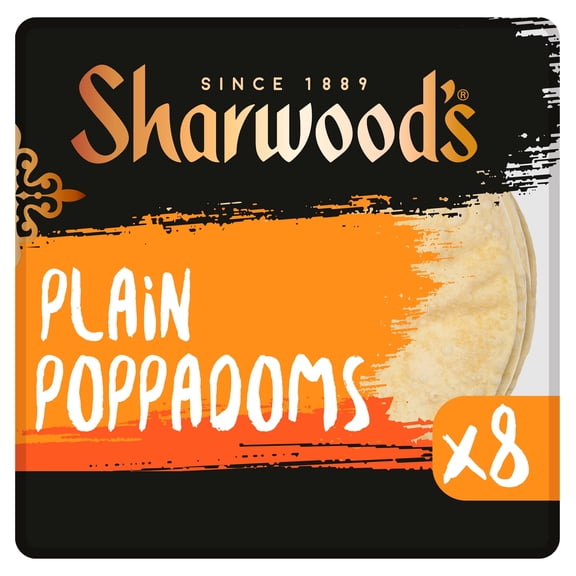 Sharwoods Plain Poppadoms 8 Pack, Imported from Britain