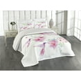 thumbnail image 2 of Ambesonne Hummingbirds Quilted Coverlet 3 Pcs, Flowers Wild Nature, King Size, Pale Green and Pale Pink, 2 of 4