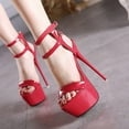 thumbnail image 2 of FSJ Women Open Toe Platform Stripper Heels Double Strap Sky High Stiletto Heel Sandals Sexy Party Dance Shoes Size 5.5 Red, 2 of 5