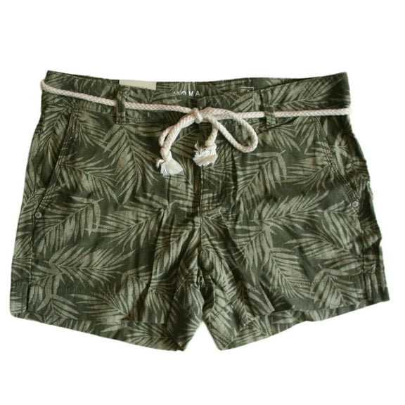 Sonoma Shorts Women's Green Leaf Print Rope Belt Size 6