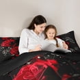 thumbnail image 5 of Manfei Romantic Rose Bedding Comforter Set for Lover, Couple Valentines Day Twin Comforter Sets, Black Red Reversible Bedding Set, Luxury Bedroom Decor, 2 Pieces, 5 of 8
