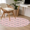 thumbnail image 4 of Round Rugs 3Ft, Vintage Flower Pattern Round Area Rug Washable Indoor Throw Carpet, Spring Floral Leaves Plants Pink Small Non Slip Circle Rug for Bedroom Living Room Home Decor Aesthetic, 4 of 8