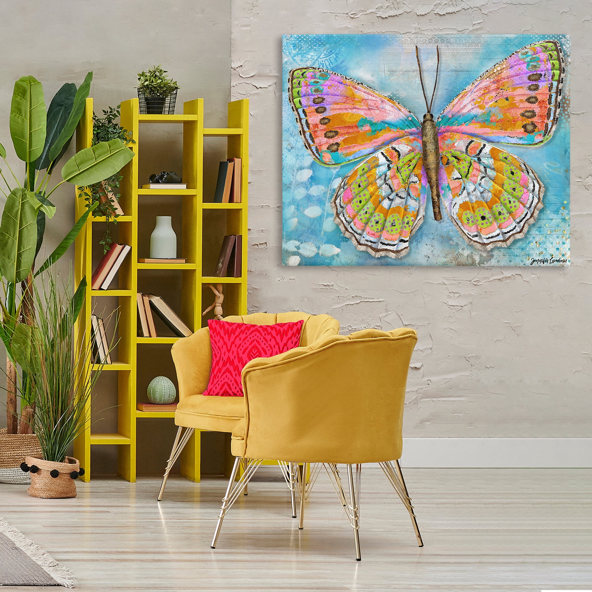 Stupell Industries Celebration Butterfly Wings Animals Painting Wrapped Canvas Art Print Wall Art, 48 x 36