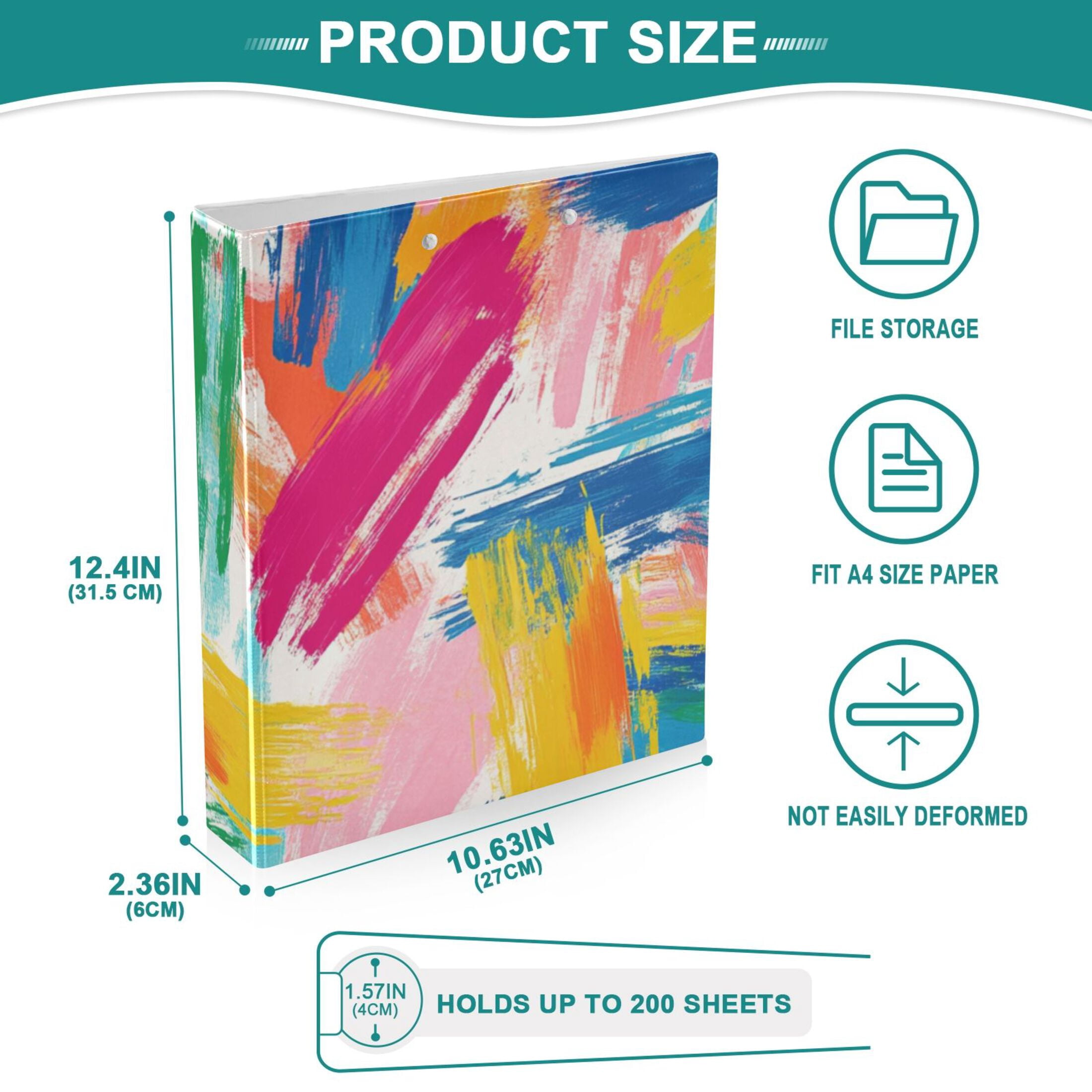 Graffiti Colorful 3 Ring Binders 1.5 inch Hardcover File Folders with Interior Pockets A4 Size Organizer for School Office Hospital