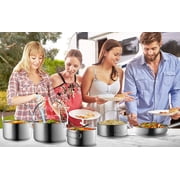 Wealers 8pc Camping Cookware Set Stainless Steel Pots and Pans with Travel Tote Bag