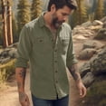 thumbnail image 5 of Men's Casual Long Sleeve Shirt with Turn-Down Collar, Button Front, and Pockets, 5 of 6