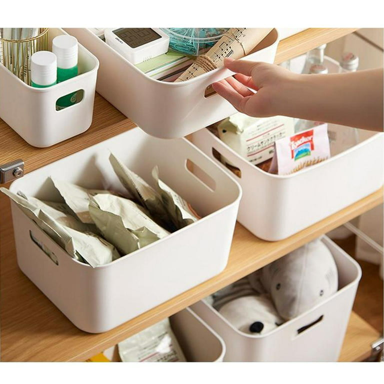 Tishita Storage Box with Handles, Large Kitchen Accessories Storage, Kitchen Organiser, Desktop Drawer, Makeup Container , White, 34.4x26x20.6cm