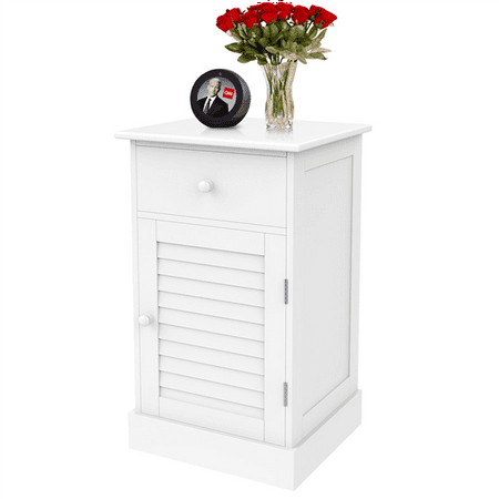 White Bedside Cabinets Sale Topeakmart Modern Bedside Table End Table Nightstand Storage Cabinet with One Drawer and Slatted Door White ()
