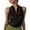 #117-Black, variant on Women Halter Neck Solid Color Tank Top Sleeveless Pile Collar V Neck Back Tie Lightweight Breathable Machine Washable No Fading Casual Fashion Top Gift
