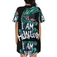 thumbnail image 3 of Picia Hungry Tyrannosaurus Pajamas Sets for Women Soft Short-Sleeved Pjs with Lounge Shorts Two Piece Sleepwear-Medium, 3 of 9