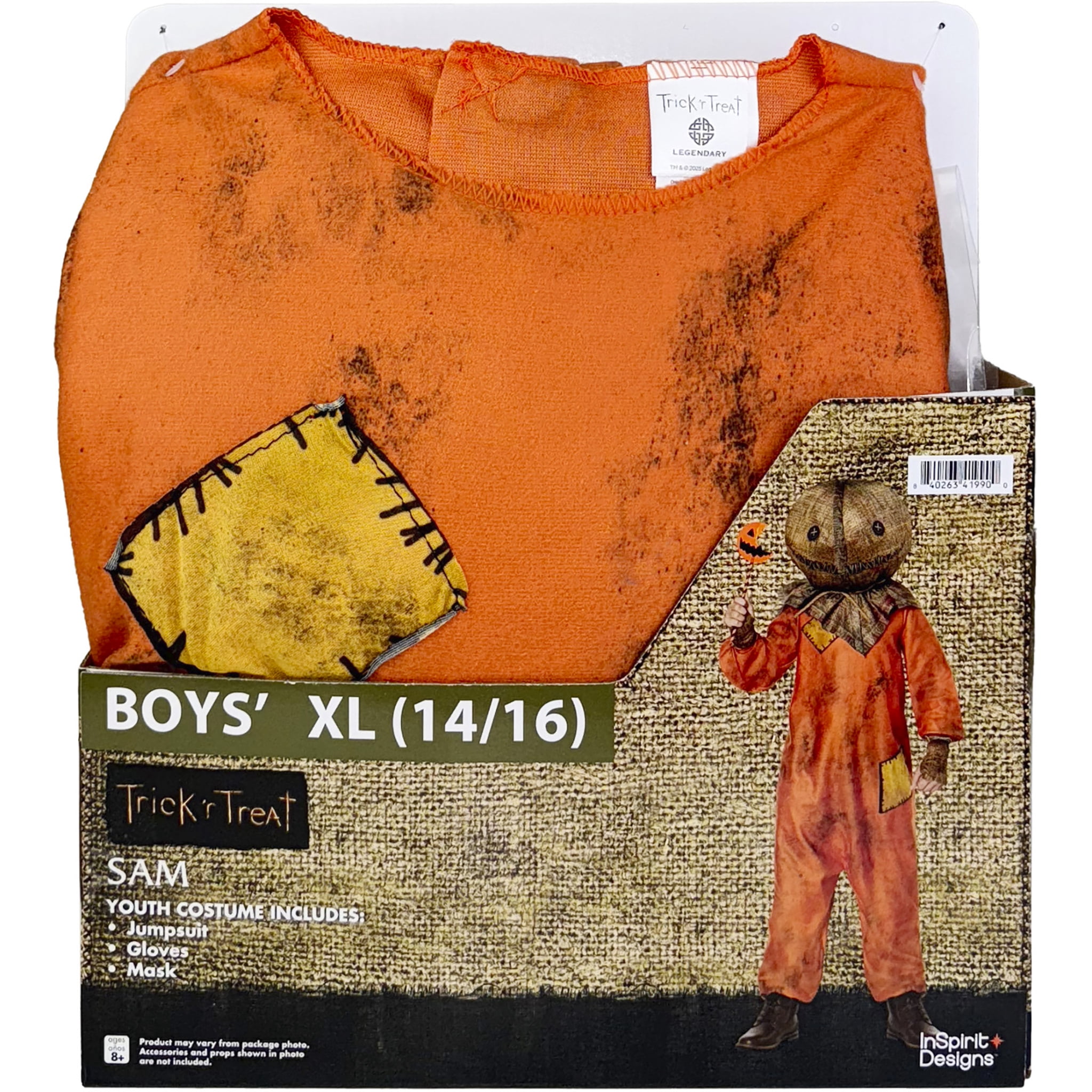 Trick r Treat Sam 3pc Halloween Costume for Children, Boy's Size XL (14/16), by Inspirit Designs
