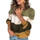 thumbnail image 1 of Sonducket Blusa de manga larga con cuello en la parte de la raya del bloque del color del suéter de las mujeres Prendas para la parte del cuerpo Amarillo S, 1 of 5
