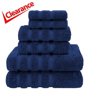 American Soft Linen Navy Blue Turkish Cotton Towel Set, 6-Piece